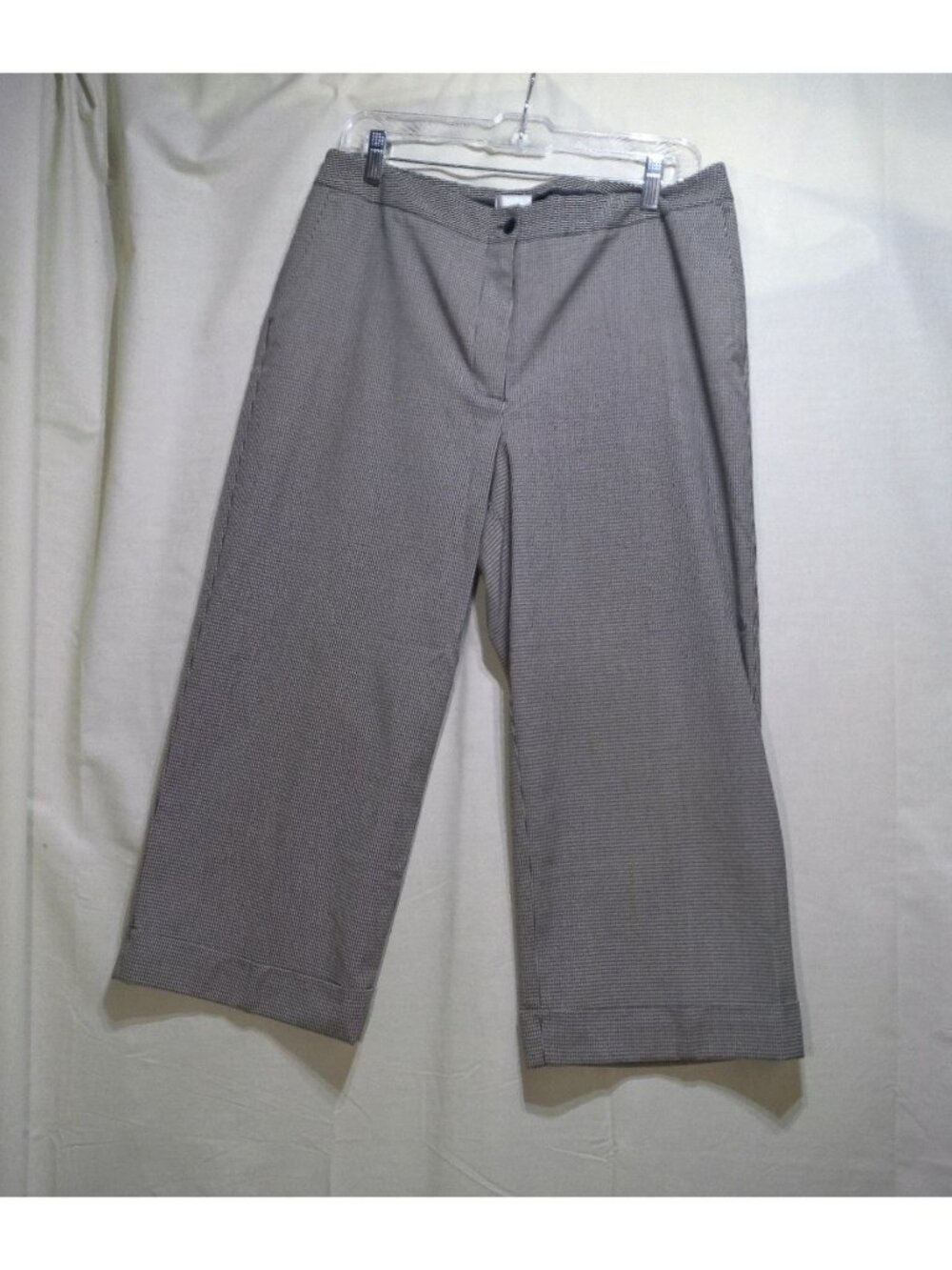 Chico's Pants Gaucho Cropped Black Plaid Size 2 Large